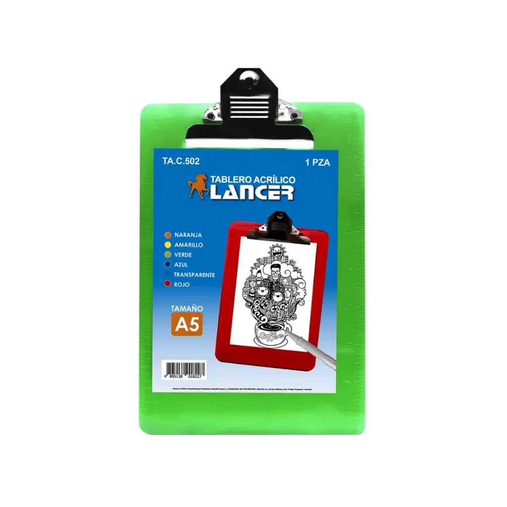 TABLERO ACRÍLICO REGLA TAMAÑO A5 LANCER