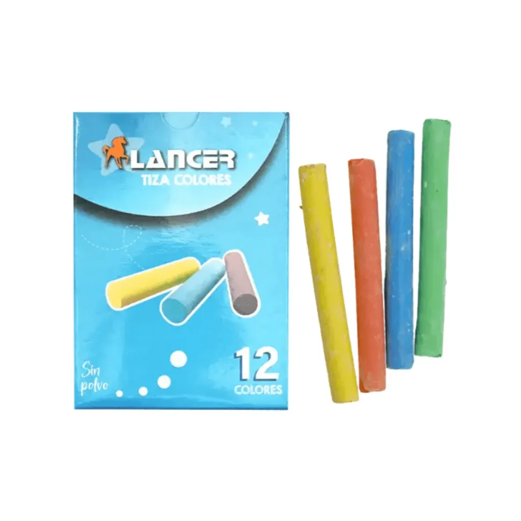TIZA LANCER SIN POLVO COLORES SURTIDOS X 12 UNIDADES