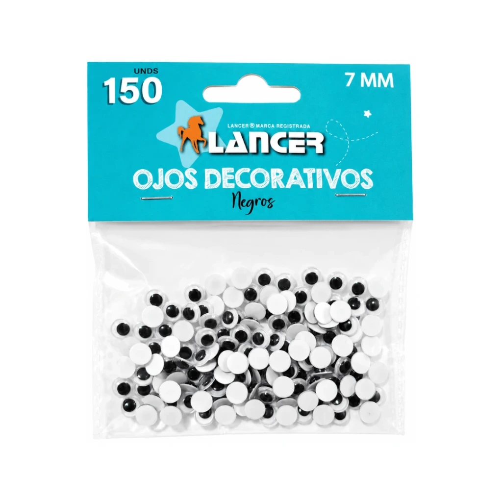OJOS DECORATIVOS NEGRO 7MM - 150 UND