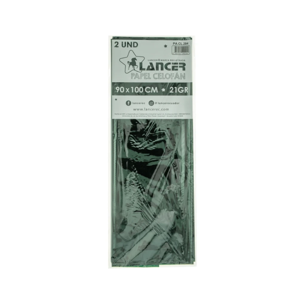 PAPEL CELOFAN VERDE 21 GRS- 90X100 CMS-X 2 UND