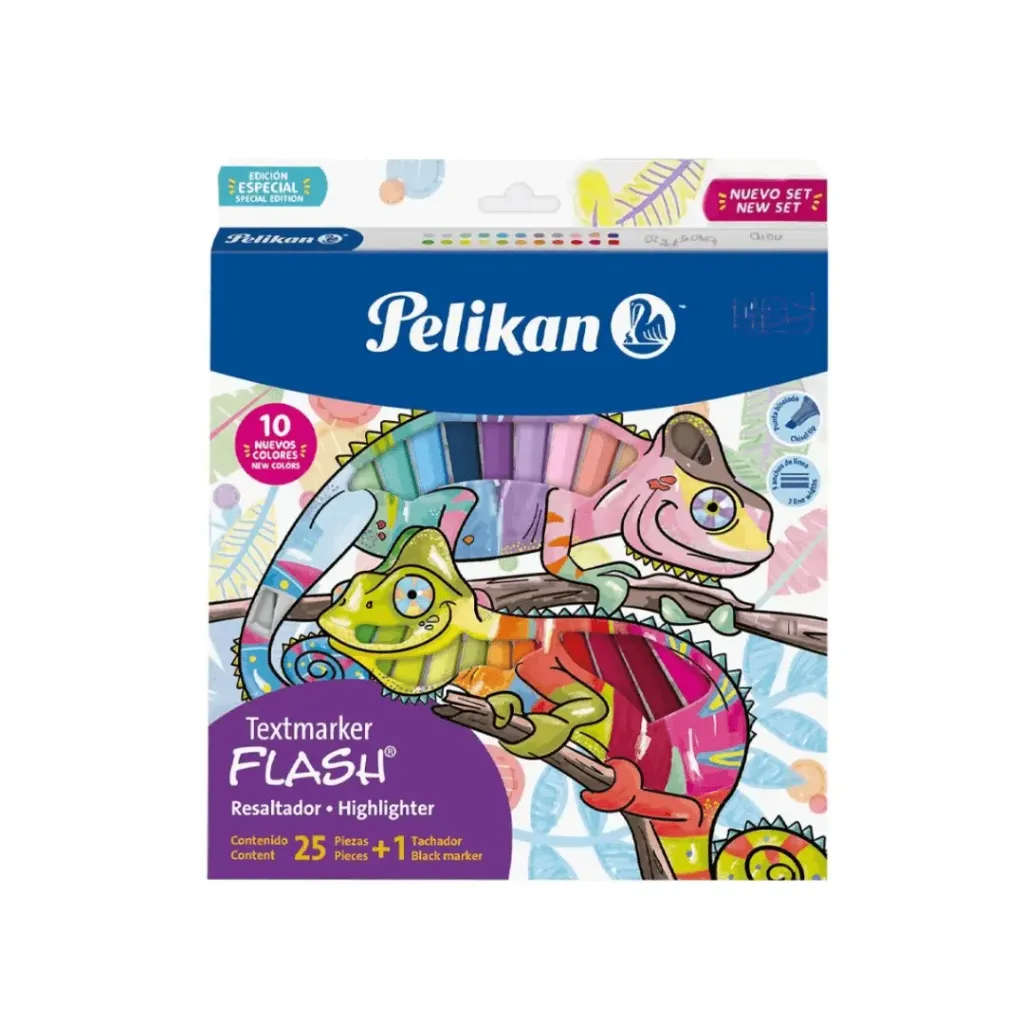 RESALTADOR PELIKAN FLASH CAMALEÓN 25 COLORES +1 NEGRO