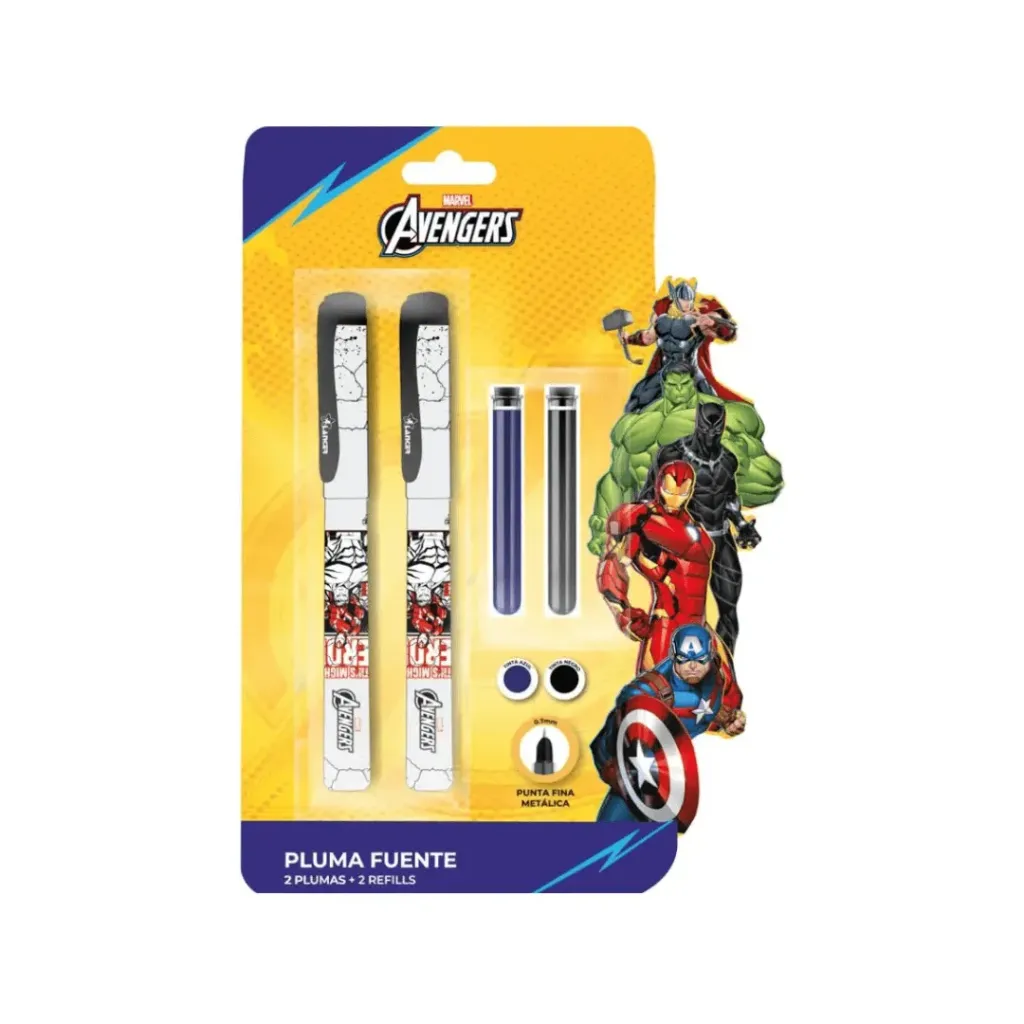 PLUMA FUENTE 0.7MM AVENGERS BLISTER 2 UNIDADES T.AZ-NG