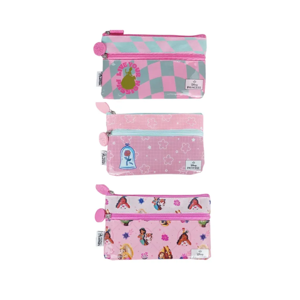 CARTUCHERA 2 BOLSILLOS PRINCESAS 23X16.5CM